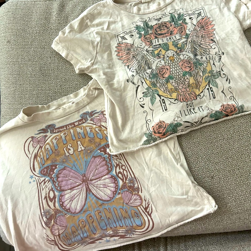 Two XS Altar’d State Graphic Crop Tops